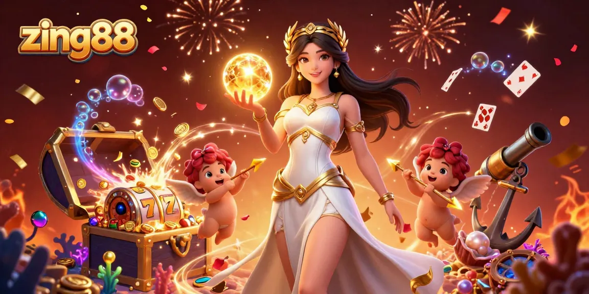 Engage with zing88's immersive gaming scene featuring enchanting characters amid dynamic casino elements.