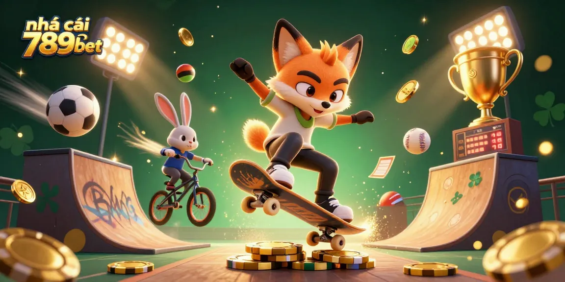 Engage with nhà cái 789bet in this dynamic 3D casino illustration showcasing vibrant characters and game elements.