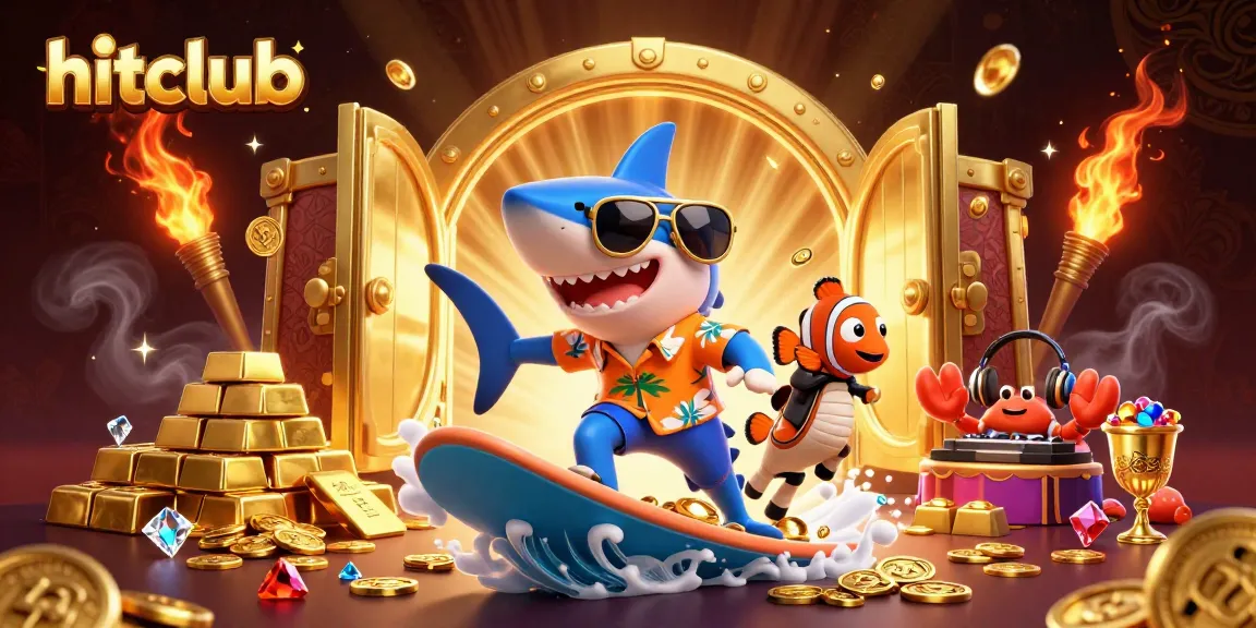 Experience the thrill of hitclub gaming with a lavish 3D illustration featuring dynamic casino elements.
