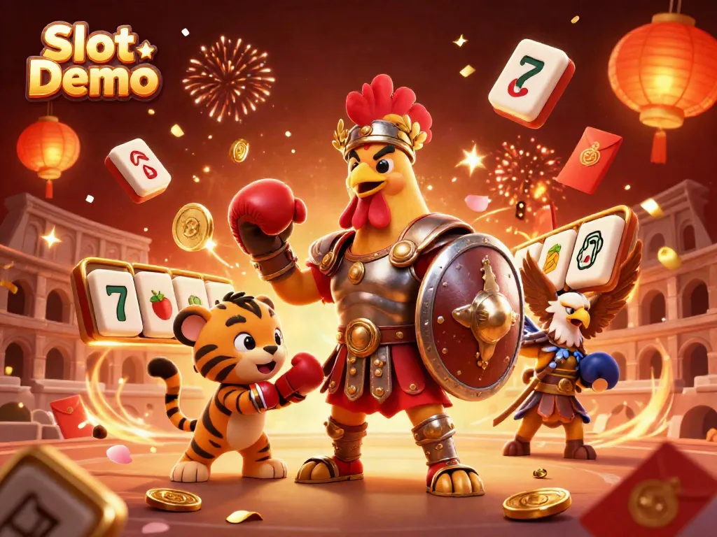 Engage with Slot Demo featuring dynamic 3D characters in a vibrant casino-themed scene.