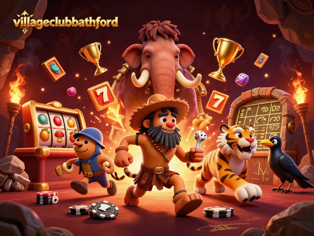 Experience the thrill of villageclubbathford with our vibrant 3D casino illustration filled with vibrant slot elements.