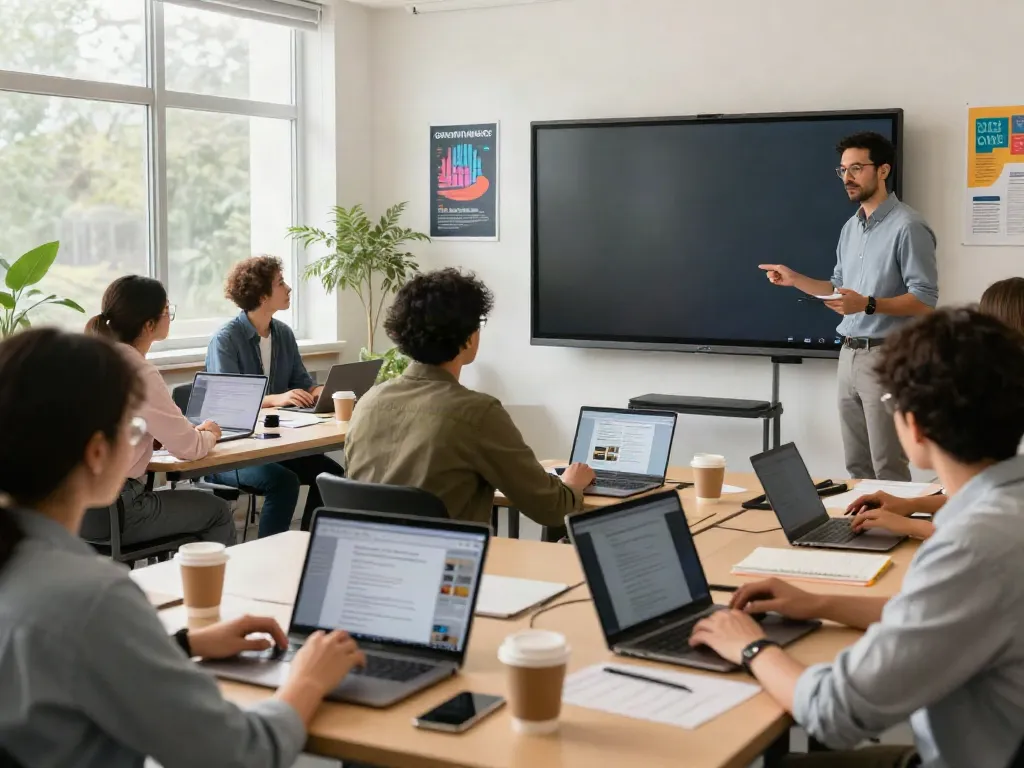 Diverse learners in a virtual classroom, emphasizing the theme to learn here.