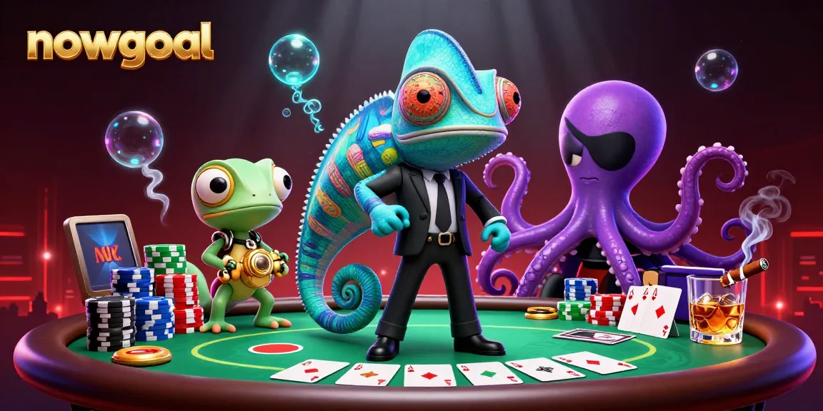 Experience the thrill of poker with nowgoal featuring a secret agent chameleon and a villainous octopus.