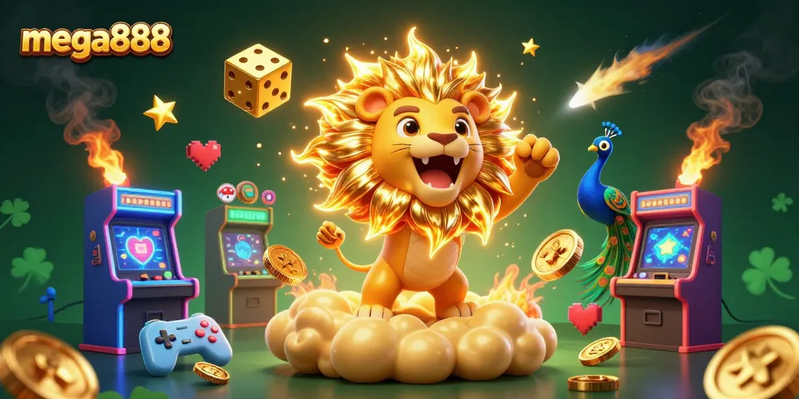 Experience mega888's thrilling rolling slots with vibrant, immersive 3D animated characters in a dazzling casino world.