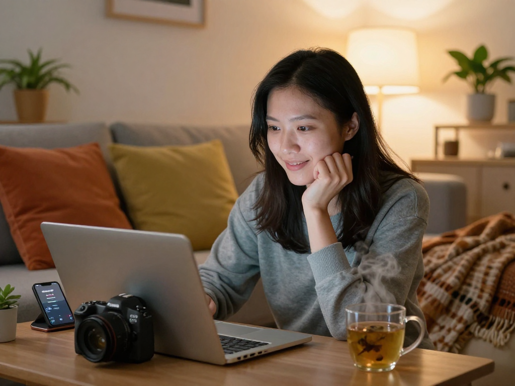 Engaging sex chat ai interface during a cozy video conversation, highlighting digital interactions.
